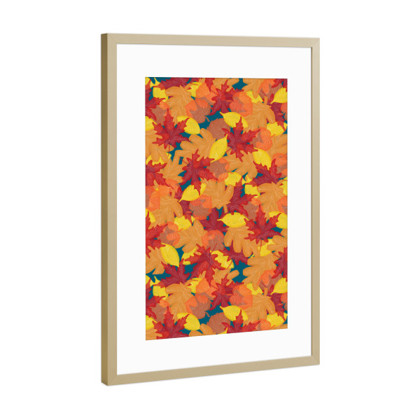 Poster mit Rahmen Gold "Bright Fall" artboxONE - Natur - Leaves,Oak,Maple,Fall-vibes
