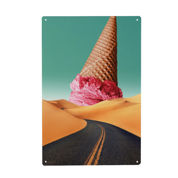Holzbild "FATA MORGANA ICE" artboxONE - Essen & Trinken,Fiktion,Lustig - Ice cream,Desert,Road
