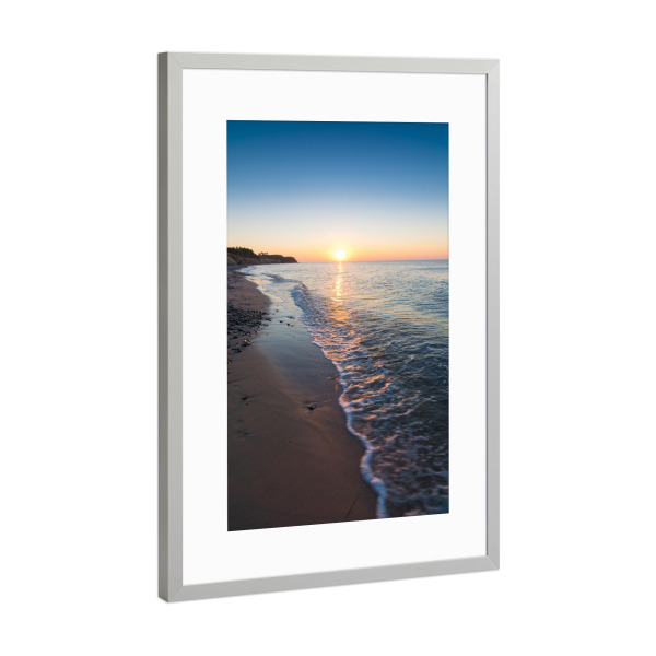 Poster mit Rahmen Silber "Sonnenuntergang am Meer" artboxONE - Reise / Strand und Meer - Rügen,Abend,Mecklenburg,Vorpommern,Küste