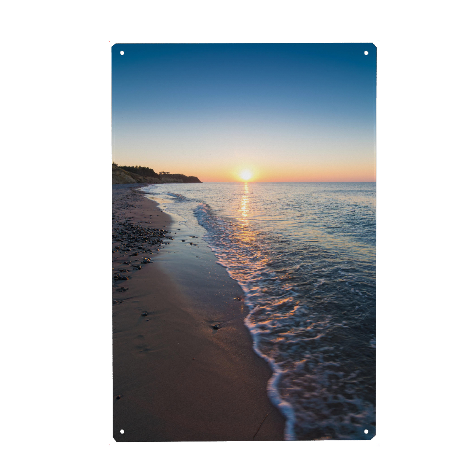 Metall Poster "Sonnenuntergang am Meer" artboxONE - Reise / Strand und Meer - Rügen,Abend,Mecklenburg,Vorpommern,Küste - Blechschild