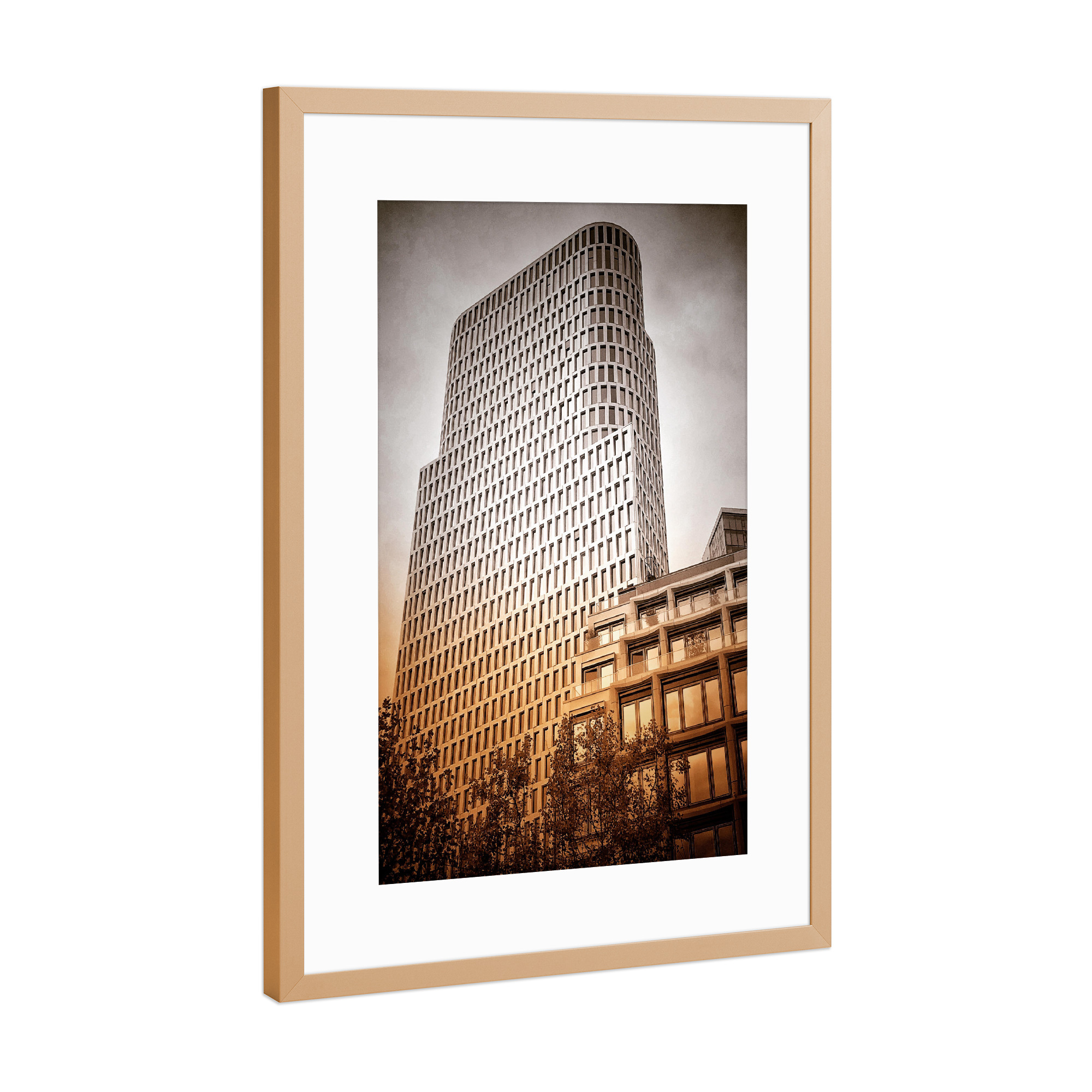 Poster mit Rahmen Kupfer "The new Upper West Tower" artboxONE - Städte / Berlin,Schwarzweiß,Architektur - Berlin,Architektur,Gebäude
