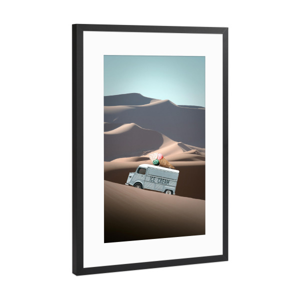 Poster mit Rahmen Schwarz (Metallic) "ICE CREAM VAN" artboxONE - Fiktion,Lustig
