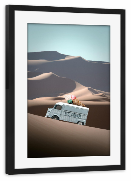 Poster mit Rahmen schwarz "ICE CREAM VAN" artboxONE - Fiktion,Lustig