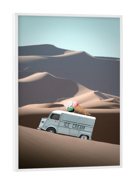 Poster mit weißem Rahmen "ICE CREAM VAN" artboxONE - Fiktion,Lustig