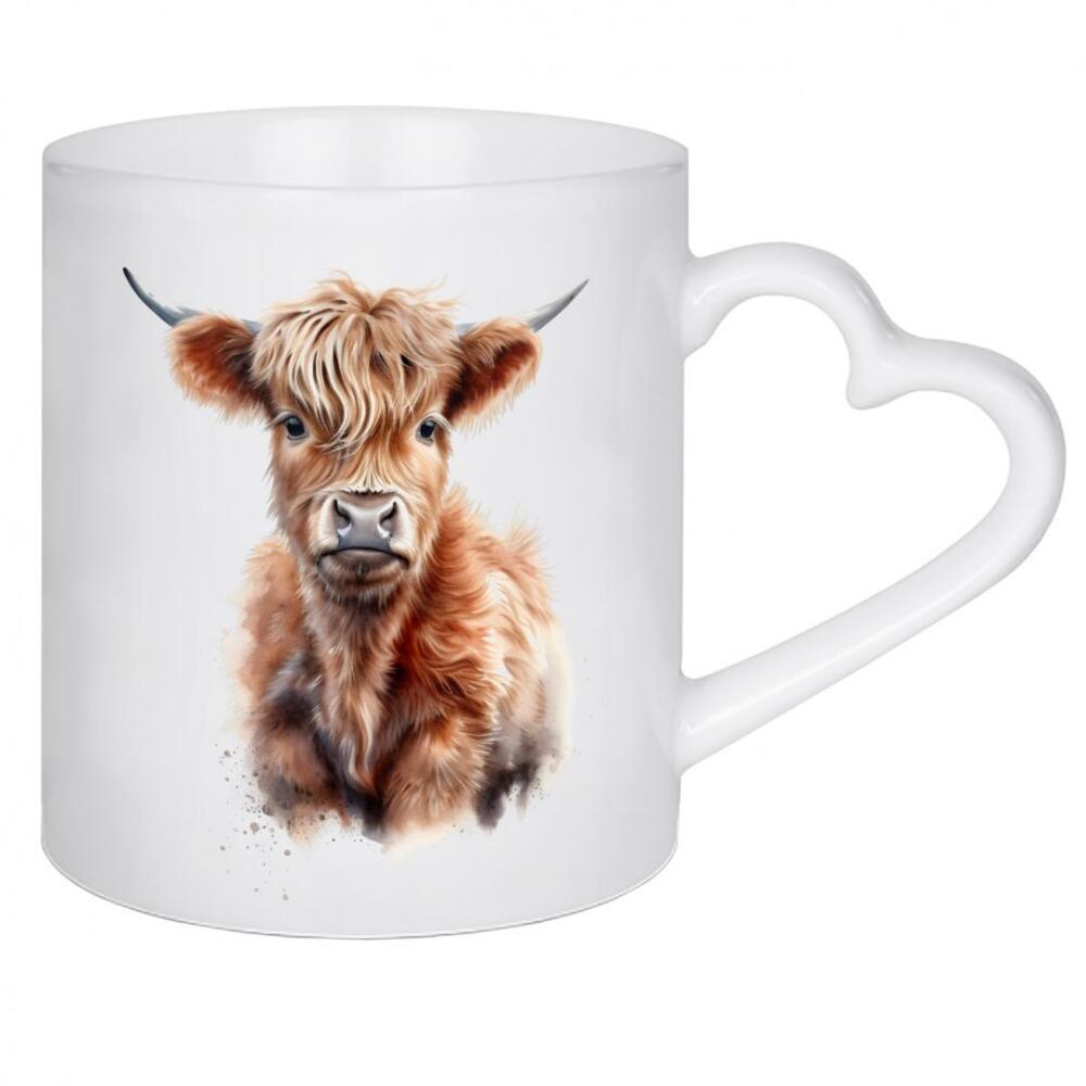 Herztasse "Hochlandkuh Z" artboxONE - Tiere - Kuh,Rind,Hochland,Niedlich,Aquarell,Tiere
