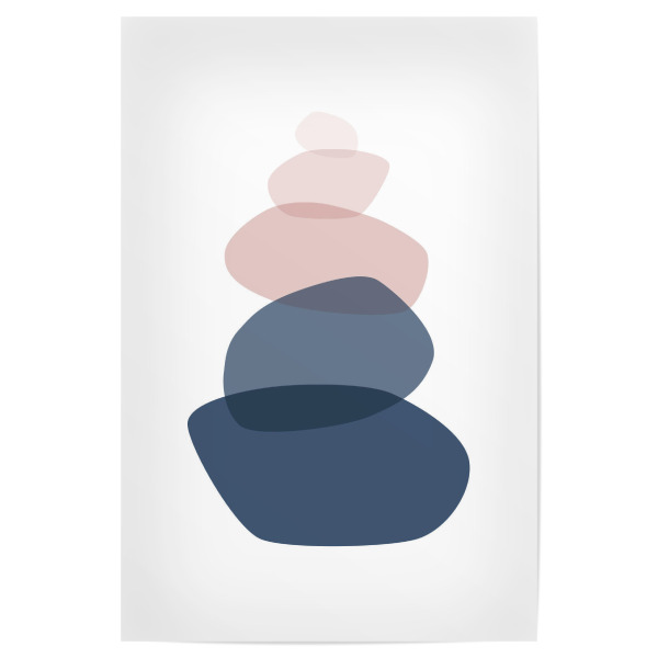 Poster 30x20 cm "Blush Navy Balancing Stones" artboxONE - Natur