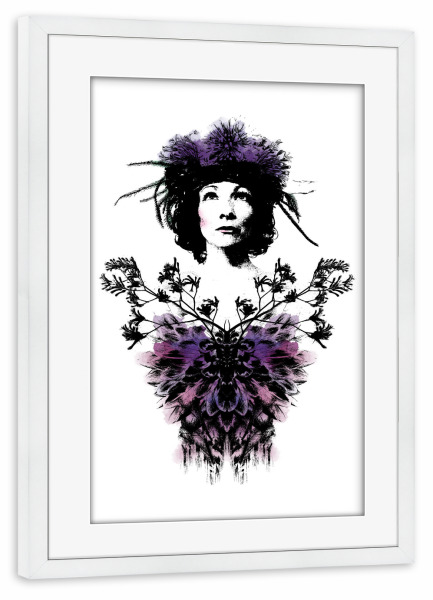 Poster mit Rahmen weiß "Natura Elemental Goddess" artboxONE - Natur,Floral,Menschen,Schwarzweiß,Ultraviolet
