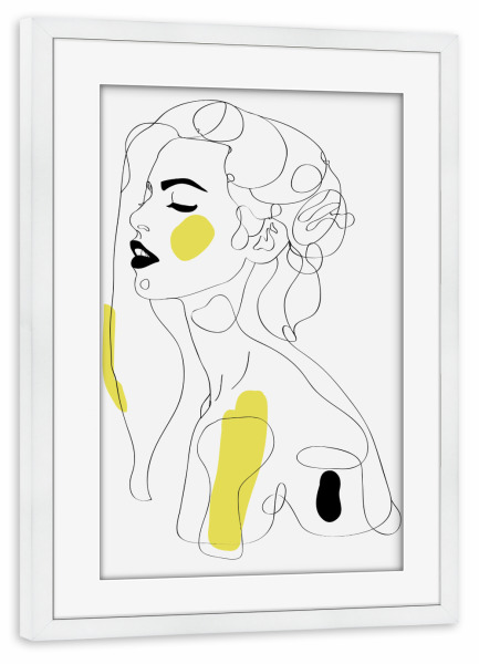 Poster mit Rahmen weiß "One line girl" artboxONE - Abstrakt,Menschen,Schwarzweiß
