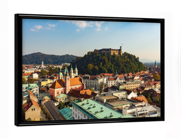 Poster mit schwarzem Rahmen "Ljubljana in Slowenien" artboxONE - Städte,Reise / Länder - Stadt,Burg,Slowenien,Ljubljana,Altstadt,Architektur,Leibach