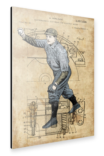 Alu-Dibond "Steampunk Baseball Pitcher" 30x20 cm artboxONE