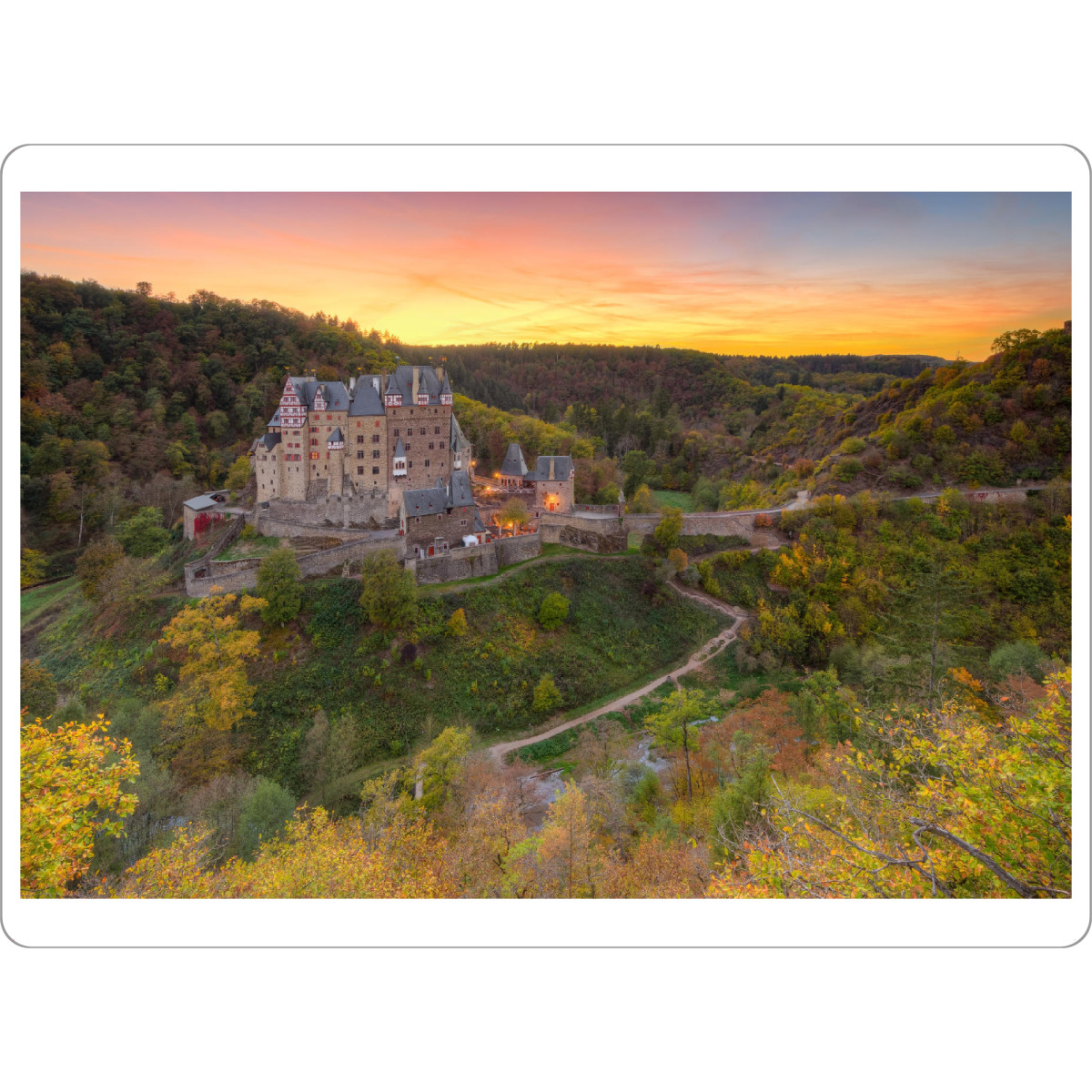 Tischset "Burg Eltz im Herbst" artboxONE - Reise,Architektur - Rheinland-pfalz,Mosel,Eifel,Burg eltz,Burg,Herbst,Sonnenuntergang