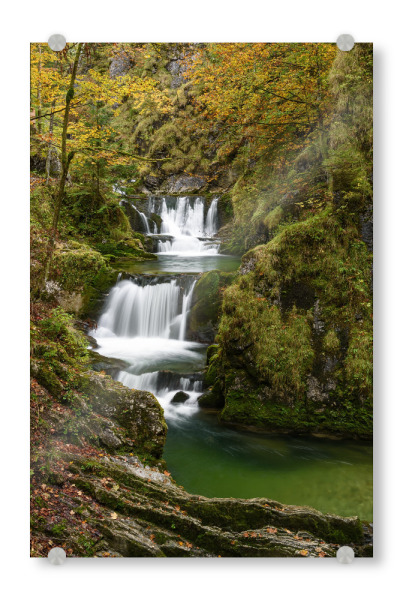 Acrylglasbild "Wasserfall in Bayern" artboxONE - Natur - Rottach,Natur,Wasserfall,Rottachfall,Tegernsee,Rottach-egern,Herbst