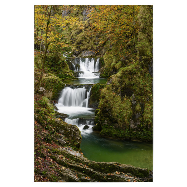 Poster 30x20 cm "Wasserfall in Bayern" artboxONE - Natur - Rottach,Natur,Wasserfall,Rottachfall,Tegernsee,Rottach-egern,Herbst