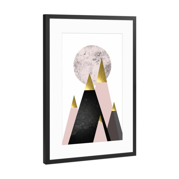 Poster mit Rahmen Schwarz (Metallic) "Nordic Mountaintops" artboxONE - Geometrie