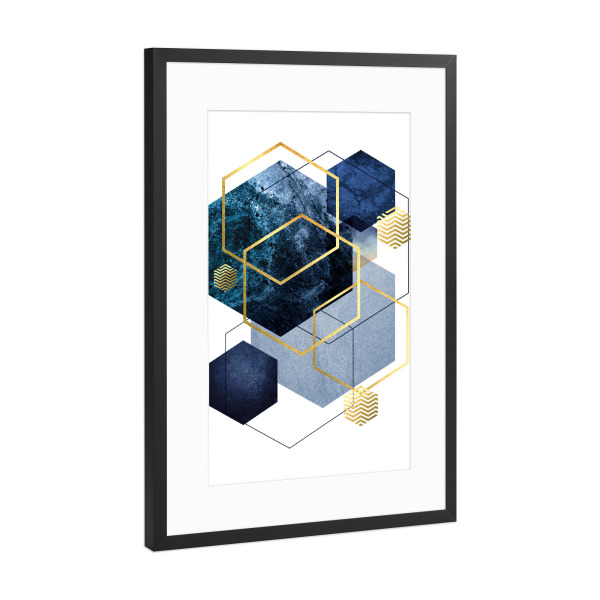 Poster mit Rahmen Schwarz (Metallic) "Hexagonal Bliss" artboxONE - Abstrakt,Geometrie