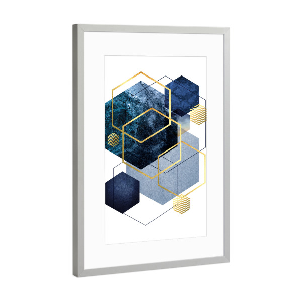 Poster mit Rahmen Silber "Hexagonal Bliss" artboxONE - Abstrakt,Geometrie