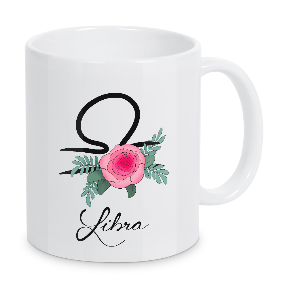 Tasse "Blumentierkreis: Waage" artboxONE - Typografie,Floral,Fashion