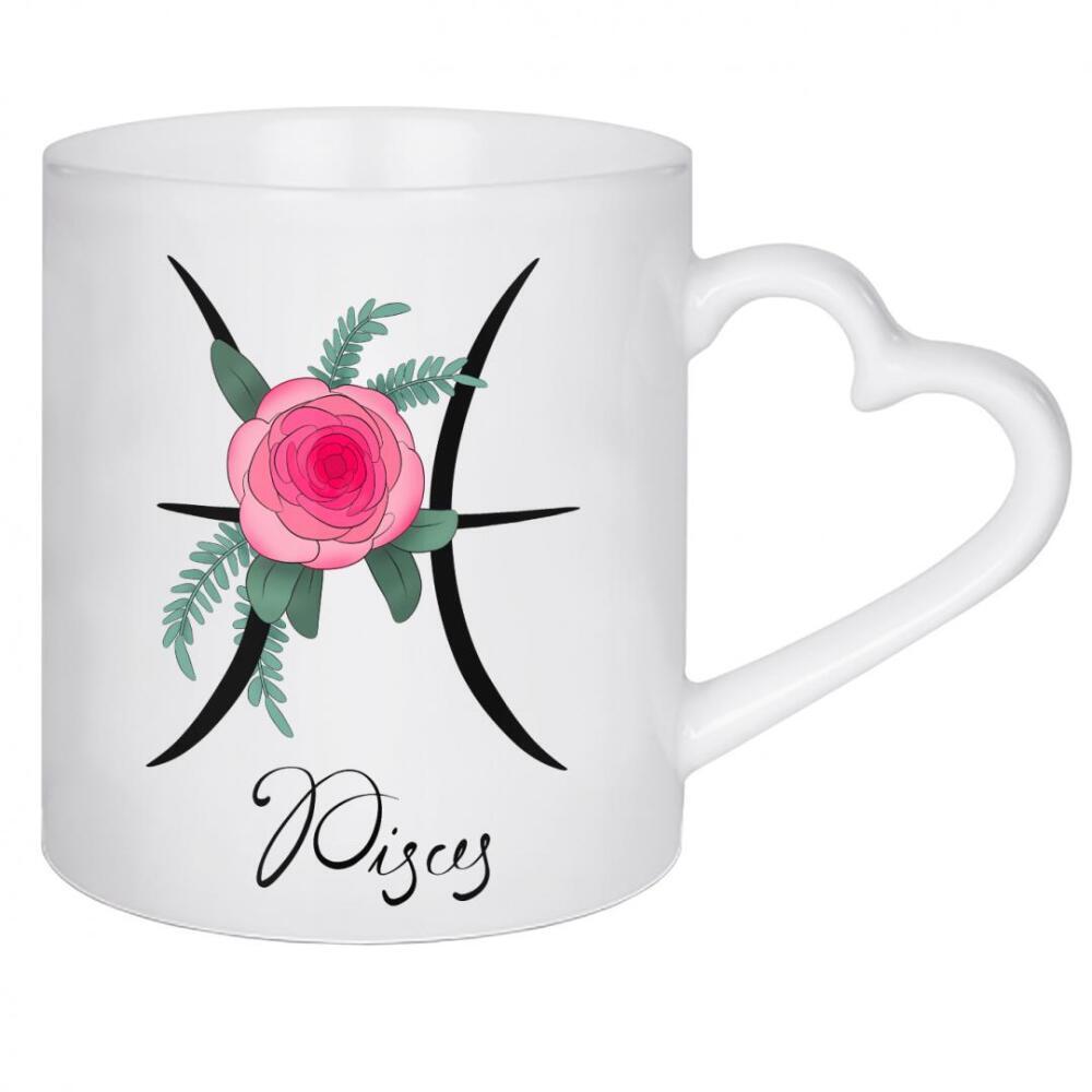 Herztasse "Blumentierkreis: Fische" artboxONE - Typografie,Floral,Fashion