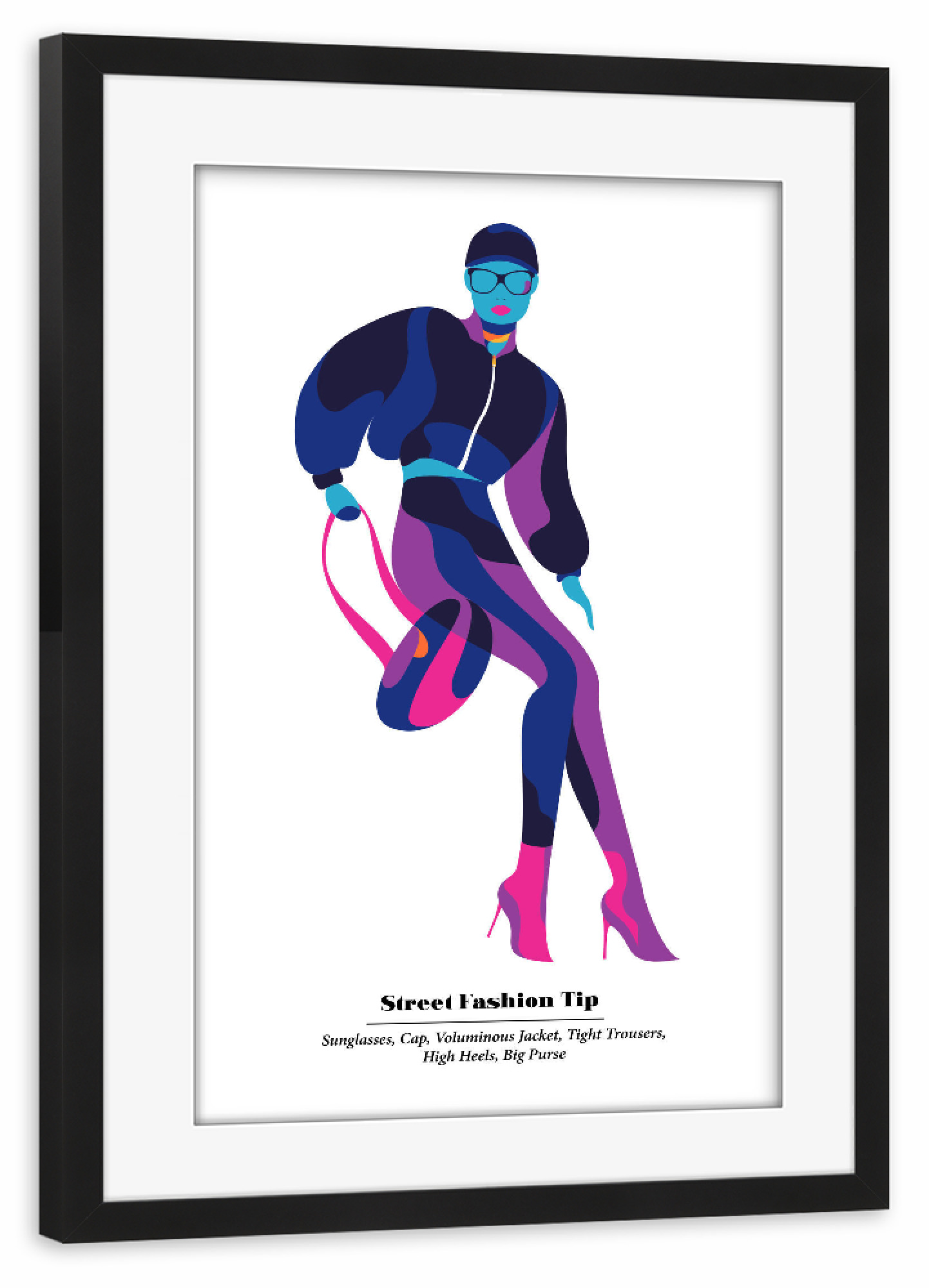 Poster mit Rahmen schwarz "Urban Fashion Tip" artboxONE - Menschen,Fashion - Fashion,Style,Woman,Sunglasses,Heels,Outfit,Street,Urban,Bag,Purse