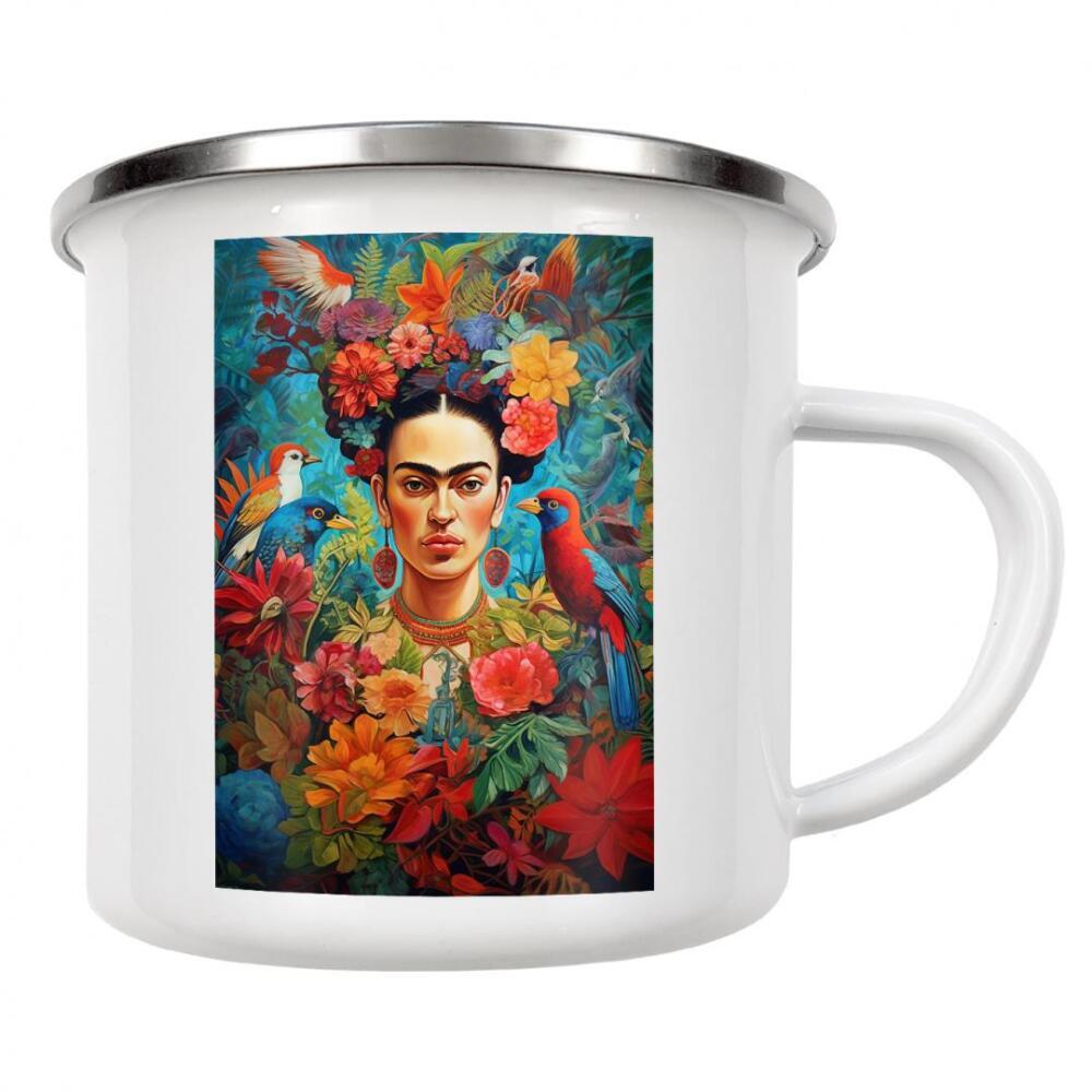 Emaille Tasse "Frida kahlo tropical" artboxONE - Natur,Menschen