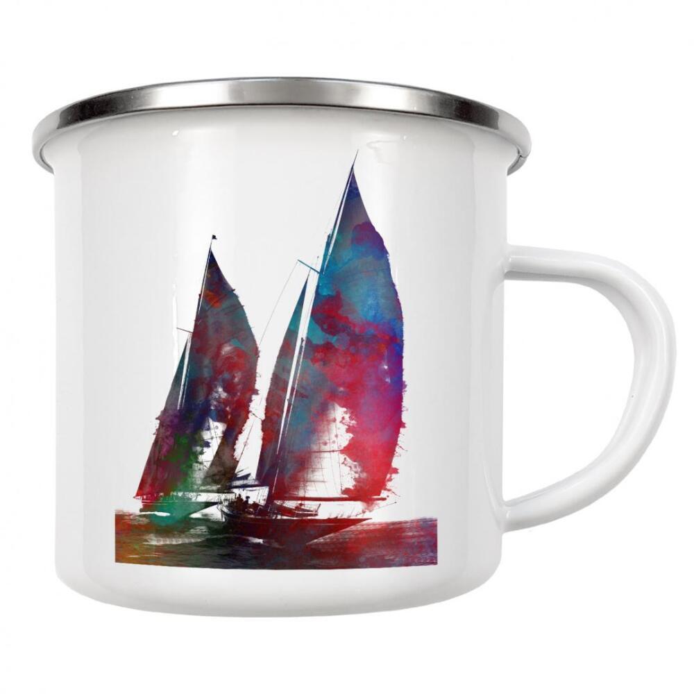 Emaille Tasse "Segelboote Sportkunst C" artboxONE - Sport,Sport / Sommerspiele - Segeln,Segelboote,Boote,Sport,Illustration,Grafik