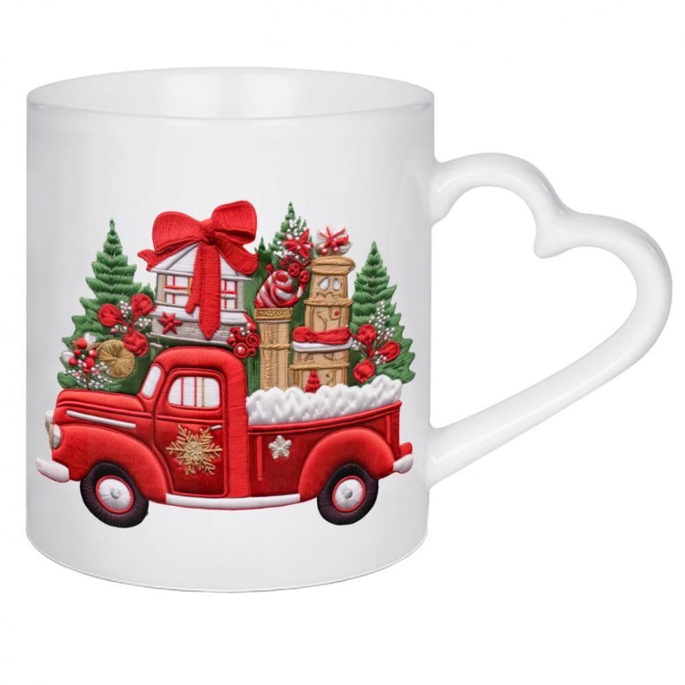 Herztasse "Weihnachtsauto-Grafikdesigns" artboxONE - Abstrakt,Automobile,Fashion,Weihnachten,Festivals