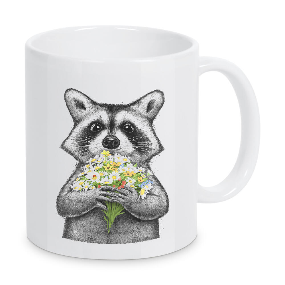 Tasse "Waschbär mit Gänseblümchen" artboxONE - Tiere,Lustig