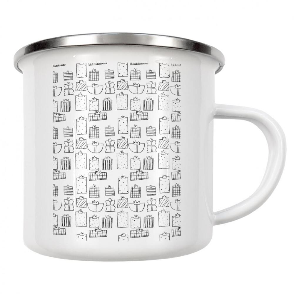 Emaille Tasse "Weihnachtliches Geschenke Muster" artboxONE - Weihnachten - Geschenke,Muster,Presents,Gifts,Skandi,Minimal