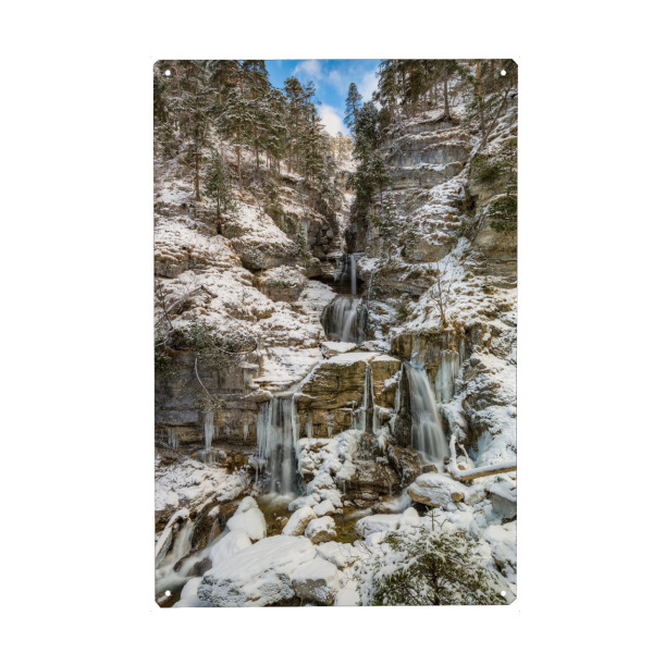 Holzbild "Wasserfall in Bayern im Winter" artboxONE - Natur,Reise / Länder