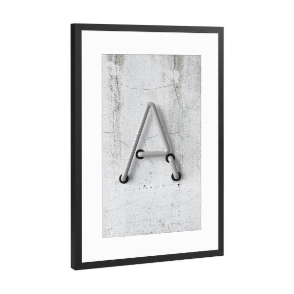 Poster mit Rahmen Schwarz (Metallic) "Neon Alphabet Off - A" artboxONE - Buchstaben / A