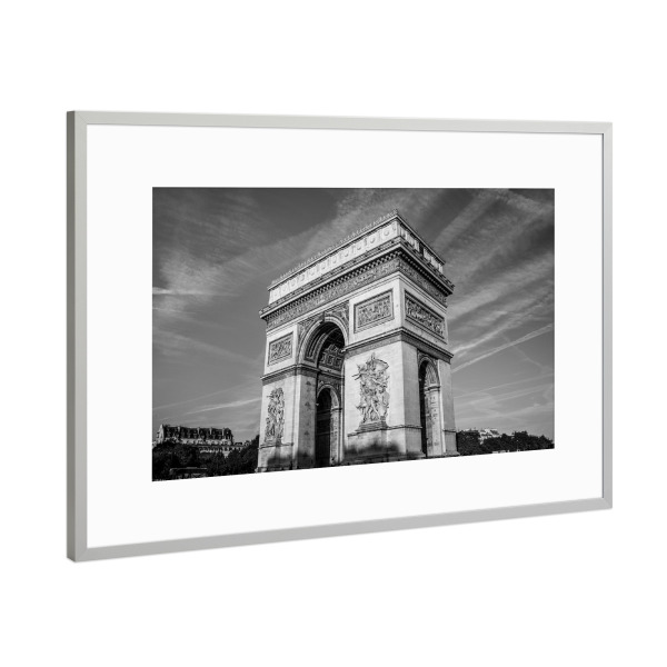 Poster mit Rahmen Silber "Iconic Arc de Triomphe" artboxONE - Schwarzweiß,Architektur,Städte / Paris