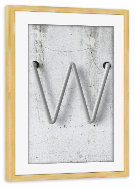 Poster mit Rahmen kiefer "Neon Alphabet Off - W" artboxONE - Buchstaben / W