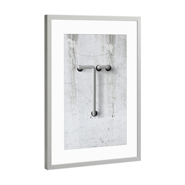 Poster mit Rahmen Silber "Neon Alphabet Off - T" artboxONE - Buchstaben / T
