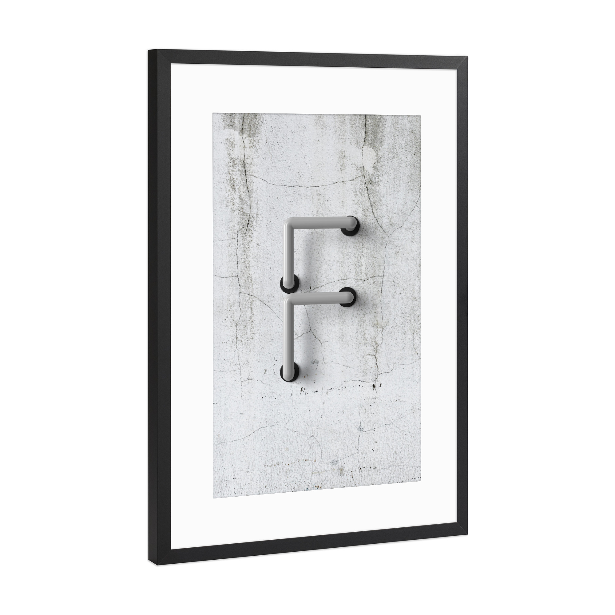 Poster mit Rahmen Schwarz (Metallic) "Neon Alphabet Off - F" artboxONE - Buchstaben / F