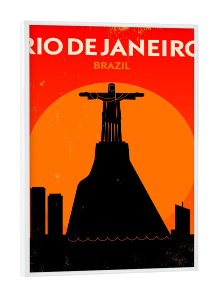 Poster mit weißem Rahmen "Rio de Janeiro Retro" artboxONE - Reise,Städte / Rio de Janeiro - Retro,Rio de janeiro,Brazil,Brasilien,Zuckerhut