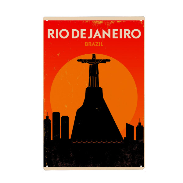 Holzbild "Rio de Janeiro Retro" artboxONE - Reise,Städte / Rio de Janeiro - Retro,Rio de janeiro,Brazil,Brasilien,Zuckerhut