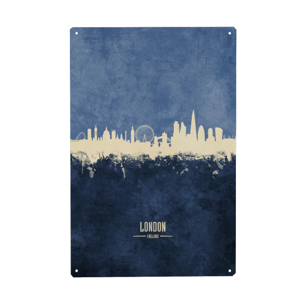 Holzbild "London England Skyline Navy" artboxONE - Städte / London - London,Skyline,Cityscape,England