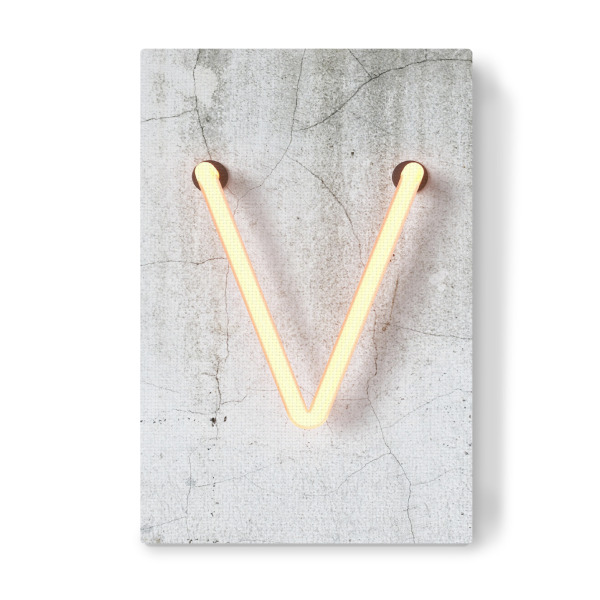 Leinwandbild "Neon Alphabet On - V" artboxONE - Buchstaben / V - Buchstabenset-neon1,Buchstabe-v,V,Abc,Neon sign,Neon art,Buchstabe