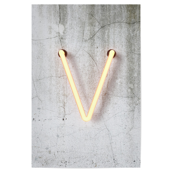 Poster "Neon Alphabet On - V" artboxONE - Buchstaben / V - Buchstabenset-neon1,Buchstabe-v,V,Abc,Neon sign,Neon art,Buchstabe