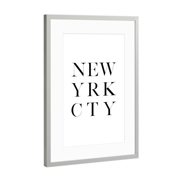 Poster mit Rahmen Silber "New York City Typography" artboxONE - Städte,Städte / New York,Typografie - New york city,New york,Usa,Amerika,Big apple
