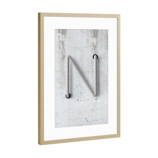Poster mit Rahmen Gold "Neon Alphabet Off - N" artboxONE - Buchstaben / N - Buchstabenset-neon2,Buchstabe-n,N,Buchstabe,Abc,Neon sign,Neon art