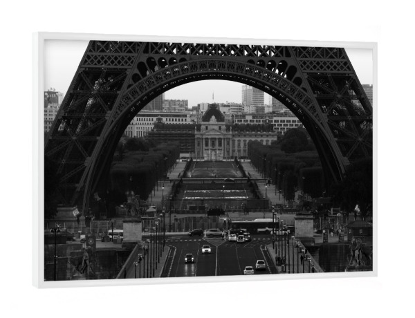 Poster mit weißem Rahmen "Paris Eiffel Tower view" artboxONE - Reise,Schwarzweiß,Architektur,Städte / Paris