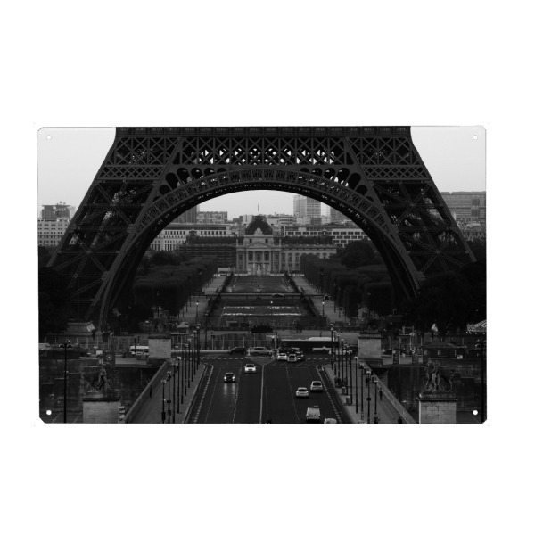 Metall Poster "Paris Eiffel Tower view" artboxONE - Reise,Schwarzweiß,Architektur,Städte / Paris