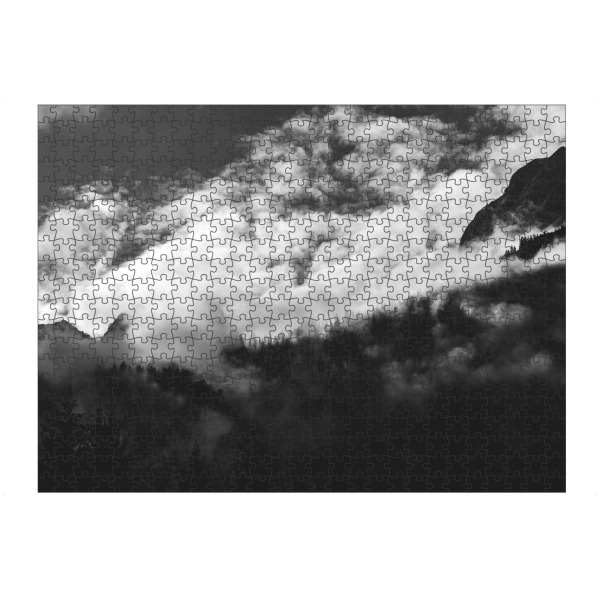 Puzzle Ravensburger "Zugspitzarena im Nebel" artboxONE - Natur,Reise,Schwarzweiß