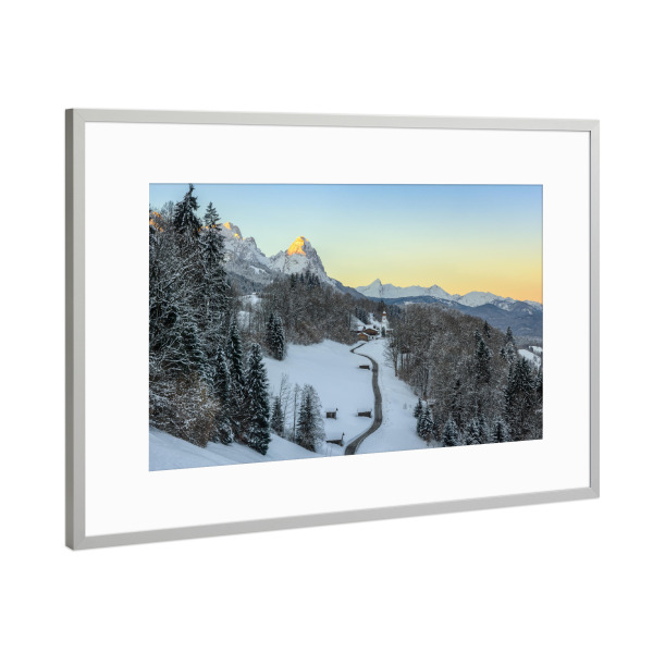 Poster mit Rahmen Silber "Wamberg im Winter" artboxONE - Natur,Reise / Länder