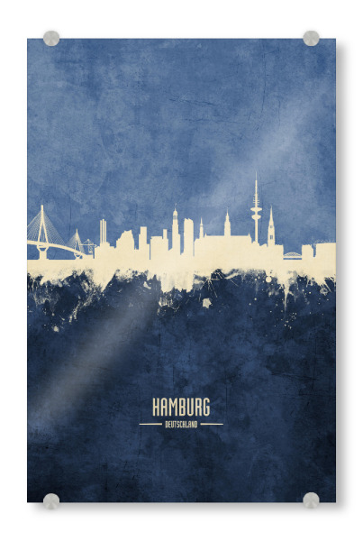 Acrylglasbild "Hamburg Germany Skyline Navy" artboxONE - Städte / Hamburg - Hamburg,Skyline,Cityscape