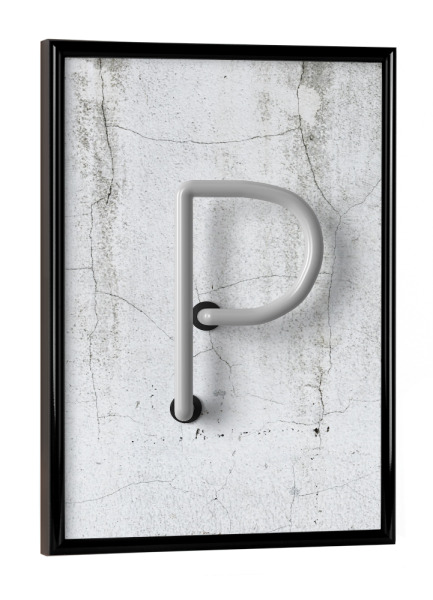 Poster mit schwarzem Rahmen "Neon Alphabet Off - P" artboxONE - Buchstaben / P