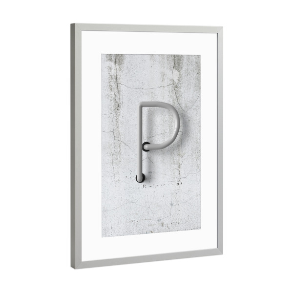 Poster mit Rahmen Silber "Neon Alphabet Off - P" artboxONE - Buchstaben / P