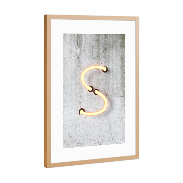 Poster mit Rahmen Kupfer "Neon Alphabet On - S" artboxONE - Buchstaben / S