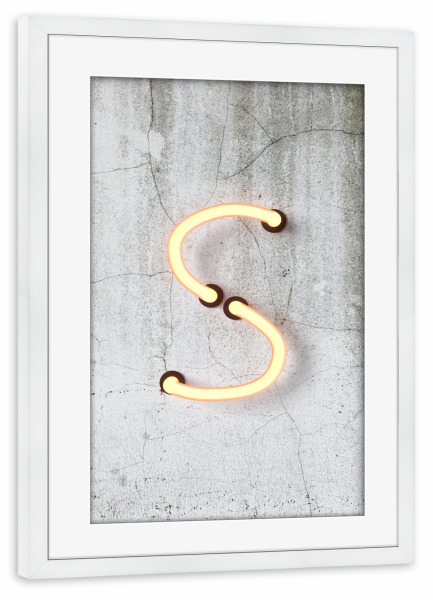 Poster mit Rahmen weiß "Neon Alphabet On - S" artboxONE - Buchstaben / S - Buchstabenset-neon1,Buchstabe-s,Abc,Neon art,Neon sign,S,Buchstabe,Alphabet